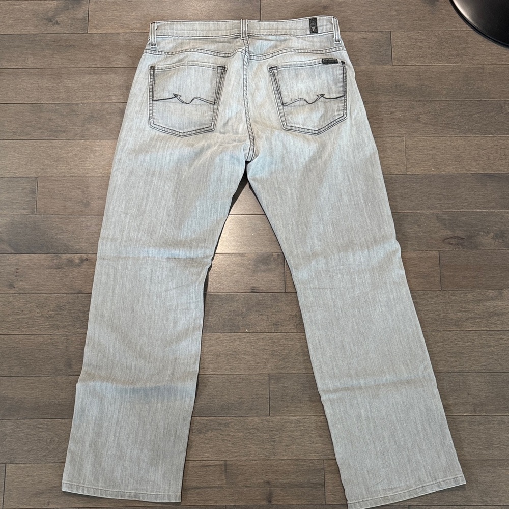 7 For All Mankind Men's Gray Straight Jeans